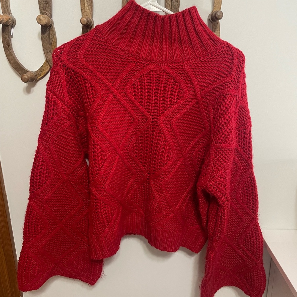 Red cropped sweater